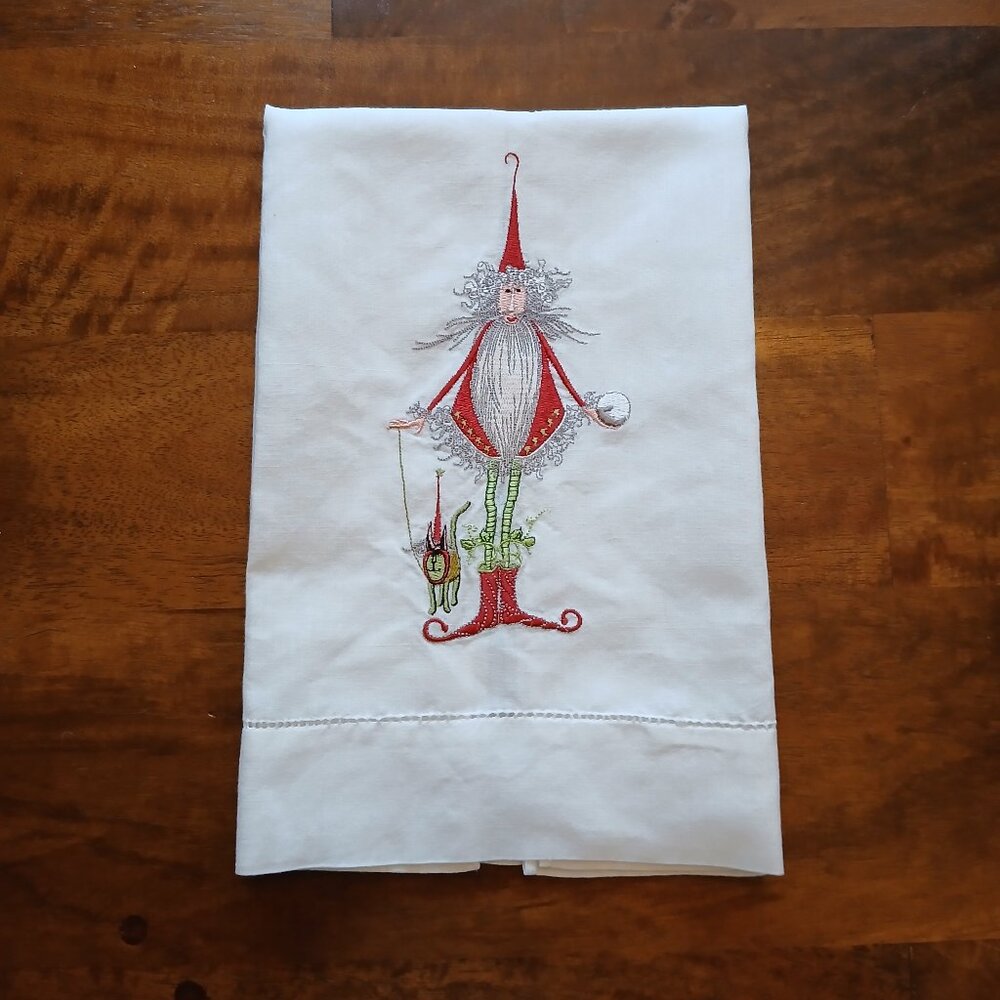 *RARE* Bundle of 5 Patience Brewster Embroidered Christmas Krinkles Tea Towels - Picture 2 of 13